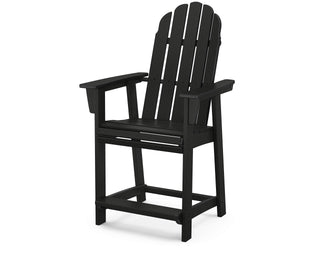 ® Vineyard Curveback Adirondack Counter Chair in Black by Polywood – High Density Polyethylene (HDPE), Black, Model ADD601BL