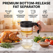Sumteene Fat Separator, 4 Cup 32oz Capacity, Black