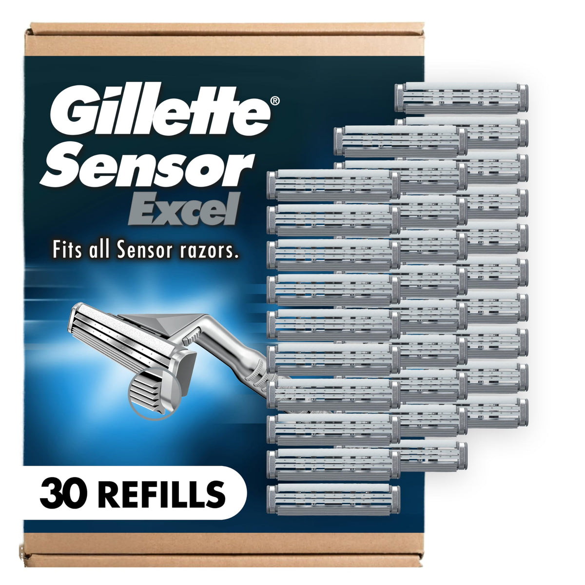 Sensor Excel Men's Razor Blade Refills by Gillette – 30 Count (Pack of 1), Silver
