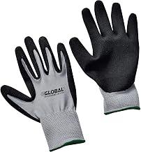 Global Industrial Ultra-Grip Foam Nitrile Coated Gloves, Gray/Black, Medium, Lot of 12