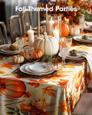 Pureegg Plastic Tablecloth, 54 x 108 Inch Rectangle, Pumpkin Harvest 10 Pack