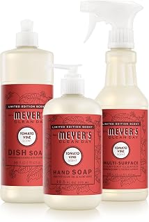Mrs. MEYER'S CLEAN DAY Kitchen Basics Set, Tomato Vine, Cleaning Supplies | Trio of Kitchen Essentials, Includes Hand Soap (12.5 fl oz), Dish Soap (16 fl oz) and Multi-Surface Cleaner (16 fl oz)