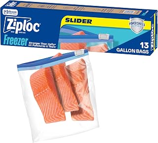 Ziploc Gallon Food Storage Freezer Slider Bags, Durable, 13 count