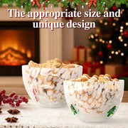 FoldTier Glass Candy Bowls, 14 Ounces, Set of 2, Christmas Tree and Candy Cane