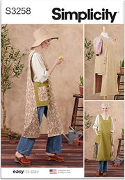 Simplicity S3258 Women's Reversible Cobbler Apron & Hat Sewing Pattern, Sizes S-L