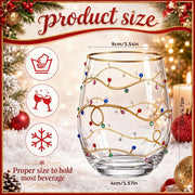 Vesici Stemless Wine Glasses, 19 oz Multicolor Rhinestone Set, 4 Pack