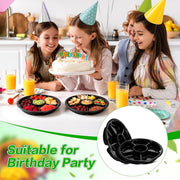 Mwellewm Divided Plastic Serving Tray with Lid, 13.7 Inch, Black, 10 Pack
