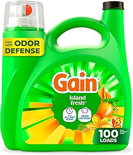 Gain Liquid Laundry Detergent, With Odor Defense, Island Fresh Scent, Laundry Soap For HE Washing Machines, 132 fl oz, 100 Loads (Packaging May Vary)