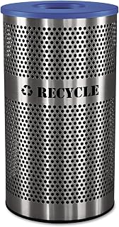 Ex-Cell Kaiser VCR-33 PERF SS Venue Collection Outdoor Perforated Stainless Steel Recycle Receptacle, 33 Gallon Capacity, 18-1/4" Diameter x 32" Height