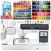 SE2000 5" x 7" Combo Embroidery & Sewing Machine with Deluxe 130 Thread Spools & Accessories by Brother – 5" x 7", Metal, White, Model SE2000BDL4
