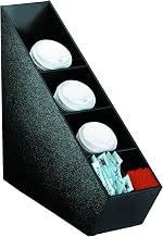 DISPENSE-RITE PL-CT-LID Countertop Lid, Straw, and Condiment Organizer, Fits 6 oz. to 44 oz. Regular Lids, Compact 5.5" Width, Divided Front Compartment, Black Polystyrene, 17.5"H x 5.5"W x 19"D