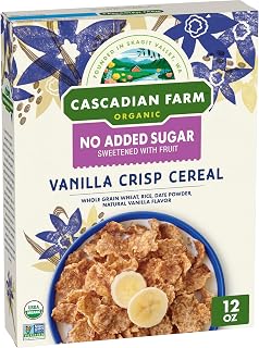 Cascadian Farm Organic Vanilla Crisp Cereal, No Added Sugar, 12 oz (Pack of 10)