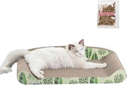 CSR1004B Montego 27.5" Coastal Patterned Cardboard Lounge Bed Cat Scratcher with Catnip, Mint/Green