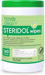Diamond Wipes Steridol Multipurpose Hard Surface Cleaning Wipes, Fresh Lemon, 160 Count
