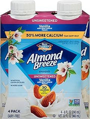 Almond Breeze Dairy Free Almondmilk, Unsweetened Vanilla, 8 Ounce , Pack of 4