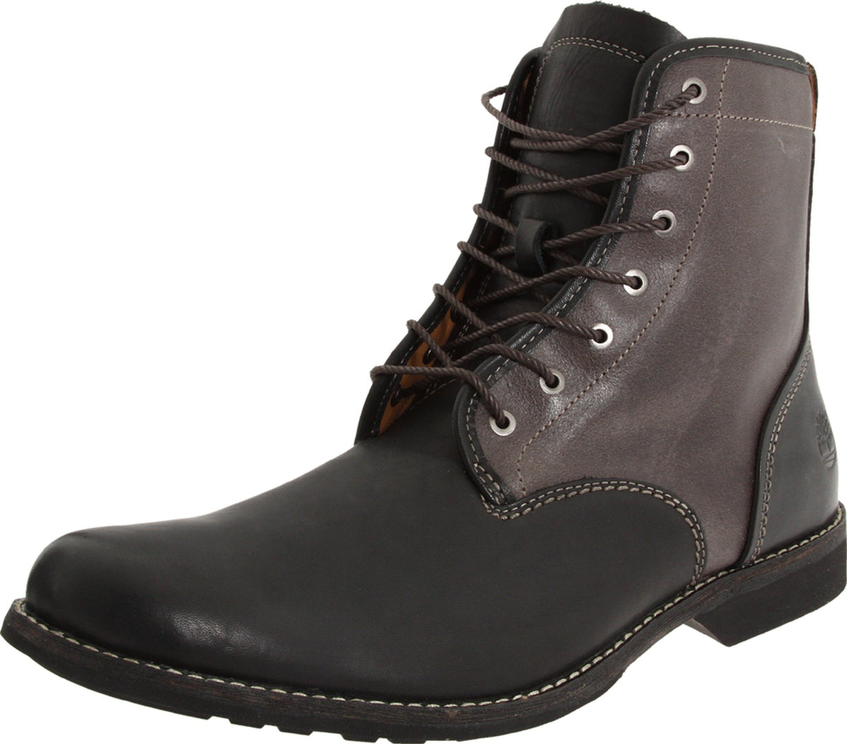 Men's Earthkeeper City Zip Lace-Up Boot by Timberland – 10 Wide, Leather, Black With Grey, Model 6 In Plain Toe Side Zip