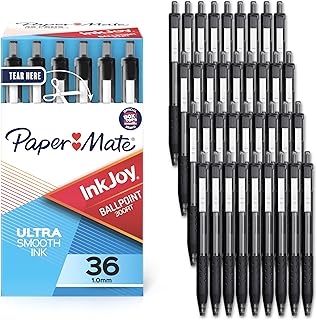 Paper Mate InkJoy 300RT Retractable Ballpoint Pens, Medium Point (1.0mm), Black Ink, 36 Count - Office Supplies, Journaling, Writing, Note-Taking