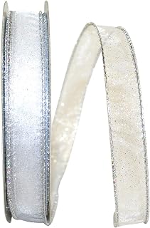 Reliant Ribbon 92269-981-03J Corsage Glitter 2 Ribbon, 5/8 Inch X 25 Yards, White/Silver