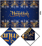 Hafangry Hanukkah Tablecloth, Menorah Design, 60 x 84 Inch