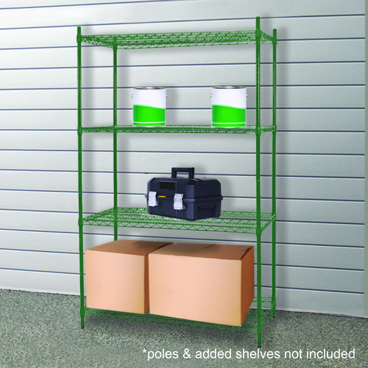 Epoxy coating wire shelves 18" x 48" with 4 set plastic chip by Thunder Group – 8, EPOXY COATED IRON WIRE, Green, Pack of 2, Model CMEP1848