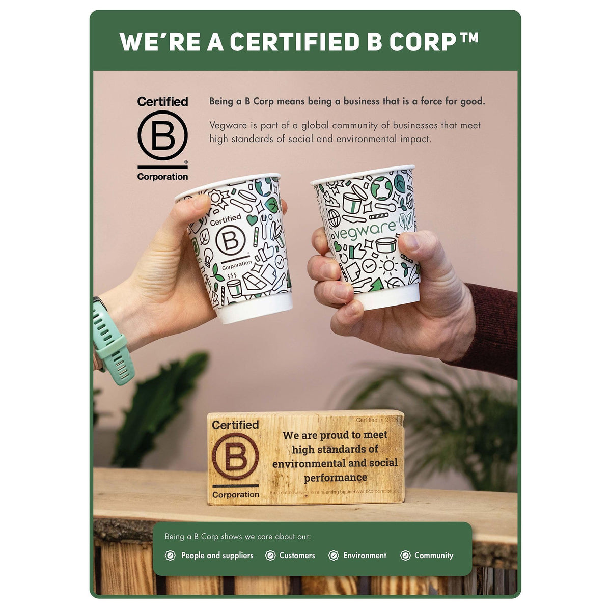 89-Series Compostable Coffee Cup Lids by Vegware – Fits 10-20oz, CPLA, White, Pack of 1000, Model VLID89S