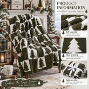 Buryeah Knit Throw Blanket, Olive Green Christmas Tree, 50x60 Inches