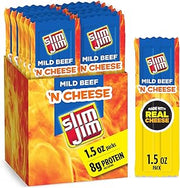 Slim Jim Beef Jerky Sticks & Cheese, Mild Flavor, 1.5 oz., 18-ct