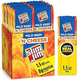 Slim Jim Beef Jerky Sticks & Cheese, Mild Flavor, 1.5 oz., 18-ct