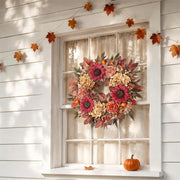 Glidlion Artificial Fall Wreath, 24 Inch Diameter, Orange