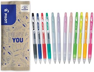 PILOT - Set of 12 Pop'Lol - Gel Ink Roller - Printable and Refillable - Smooth Writing - Neon Green, Yellow, Orange, Pink + Blue - Medium Tip