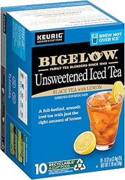 Bigelow Tea Unsweetened Iced Black Tea Lemon K-Cup Pods, 10 Count | Caffeinated Tea Keurig Tea Pods, Pack of 6, 60 Total K-Cup Pods