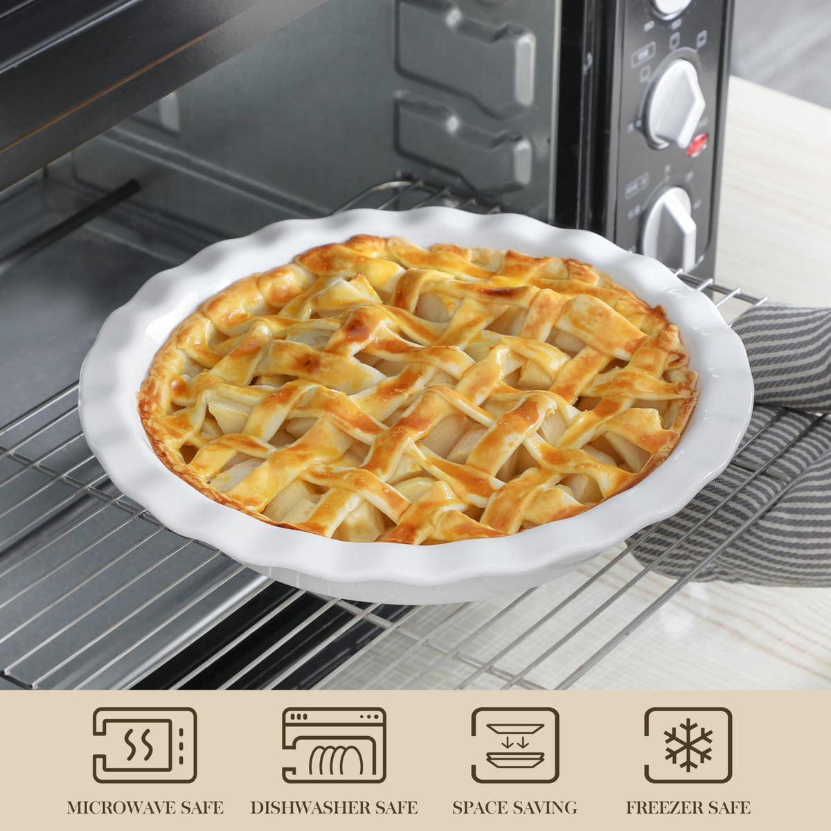 Malacasa Ceramic Pie Pan, 40 Oz Deep Dish 9 Inch, White