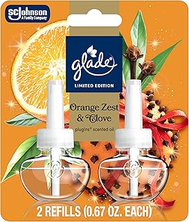 Glade PlugIns Refills Air Freshener, Orange Zest & Clove, Scented and Essential Oils for Home and Bathroom, 0.67 Fl Oz, 2 Count