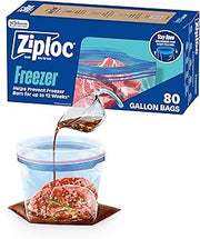 Ziploc Gallon Food Storage Freezer Bags, Stand-Up Bottom, Easy to Fill, 80 Count