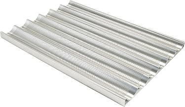 Winco Full Size Aluminum Baguette Pan, 6 Slots, Professional | Six slots for efficiency, Perforated surface for air circulation, Great for Cooking, Food Preparation and Restaurant Kitchens