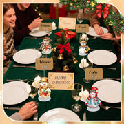 Yookeer Snowman Wood Place Card Holders, 24 Sets with Kraft Cards, Multicolor