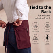 Server Waist Aprons 4 Pack Short 3 Pockets Men Women Burgundy by Utopia Wear – 24x12 Inches (Pack of 4), Polyester, Burgundy, Model UK0963
