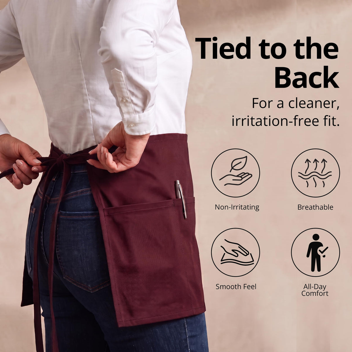 Server Waist Aprons 4 Pack Short 3 Pockets Men Women Burgundy by Utopia Wear – 24x12 Inches (Pack of 4), Polyester, Burgundy, Model UK0963