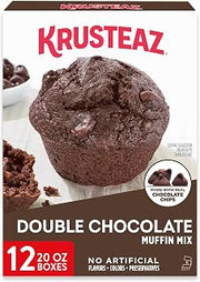 Krusteaz Double Chocolate Muffin Mix, Made with Real Chocolate Chips, 20 oz Boxes (Pack of 12)