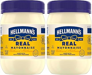 HELLMANN'S Real Mayonnaise Real Mayo For a Creamy Sandwich Spread or Condiment Gluten Free,Made With 100% Cage-Free Eggs 15 oz,(Pack of 2)