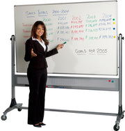 Platinum Mobile Reversible Whiteboard Easel by Best-Rite – 96"W x 48"H, Porcelain Steel, Aluminum, Porcelain Steel Magnetic, Model 669RH-DD