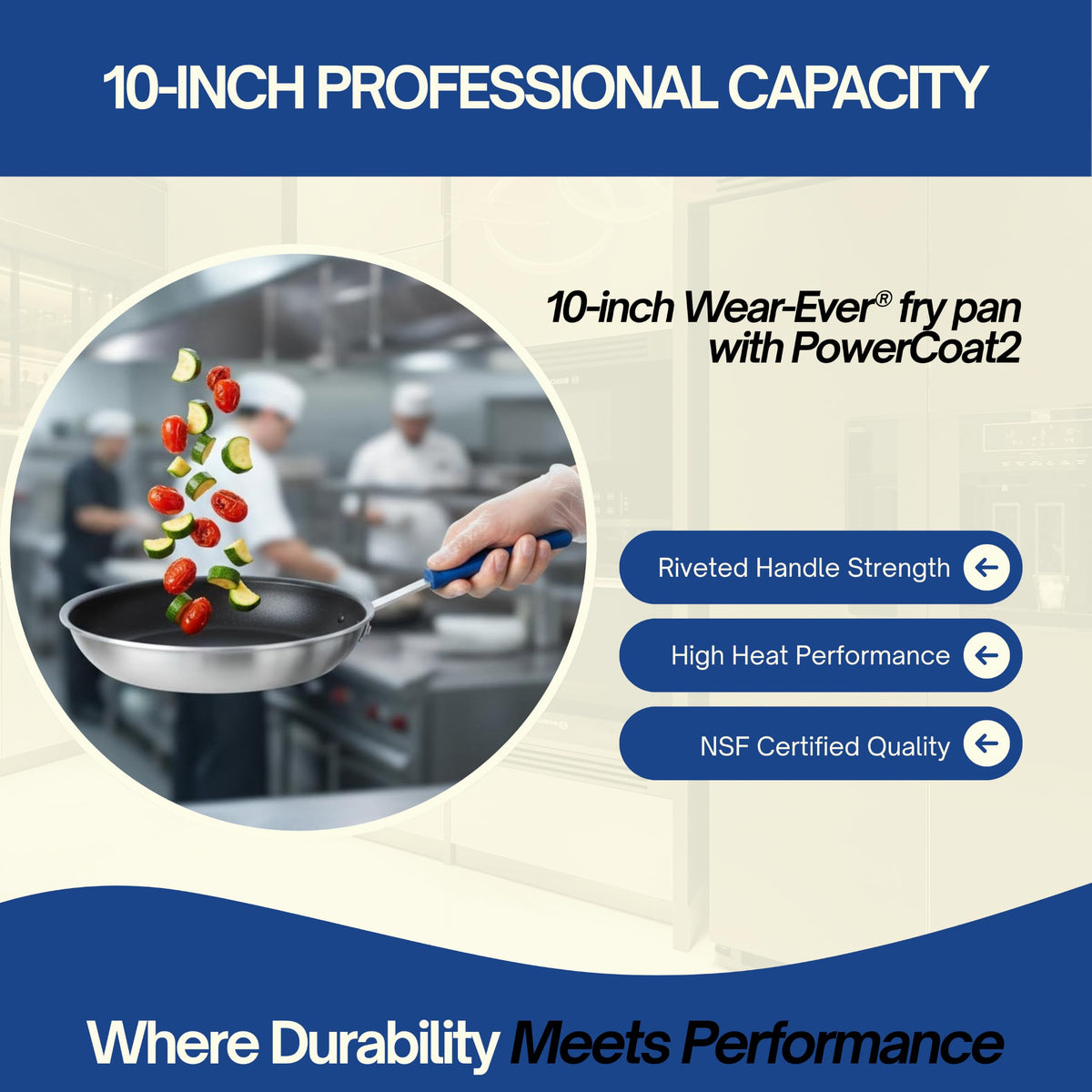 Wear-Ever 10-Inch Non-Stick Fry Pan with Cool Handle by Vollrath – 10-Inch, 3.0 quarts, Aluminum, Black/Blue, Model Z4010