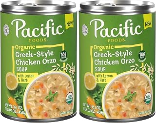 Pacific Foods Organic Greek-Style Chicken Orzo Soup With Lemon and Herb, 16.1 oz Can (Pack of 2)