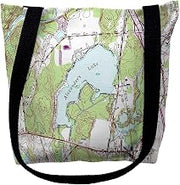 Betsydrake TY469M 16 x 16 in. Alexanders Lake, CT Nautical Map Medium Tote Bag Black