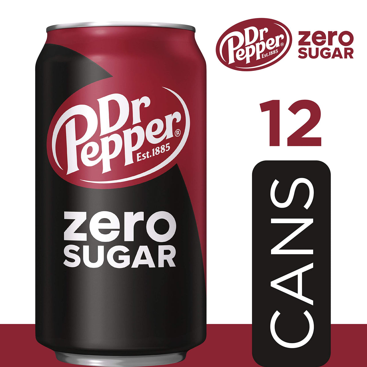 Zero Sugar, 12 Ounce, 12 Count by Dr Pepper – 12 Fl Oz (Pack of 12), Red, Pack of 12