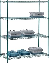 Nexel Poly-Green, 4 Tier, Wire Shelving Starter Unit, 48"W x 21"D x 54"H