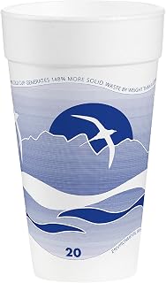 DART 20J16H Horizon Foam Cup, Hot/Cold, 20oz., Printed, Blueberry/White, 25 Per Bag (Case of 20 Bags)