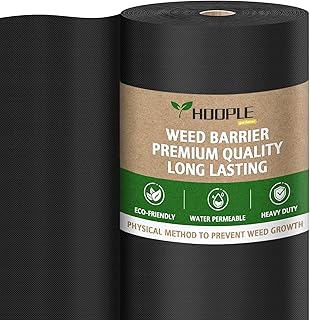 HOOPLE 3 ft x 180 ft Landscape Fabric Weed Barrier, Heavy Duty Ground Cover Roll, Water Permeable Non-Woven Geotextile for Garden Beds, Gravel, Mulch & Driveway Base