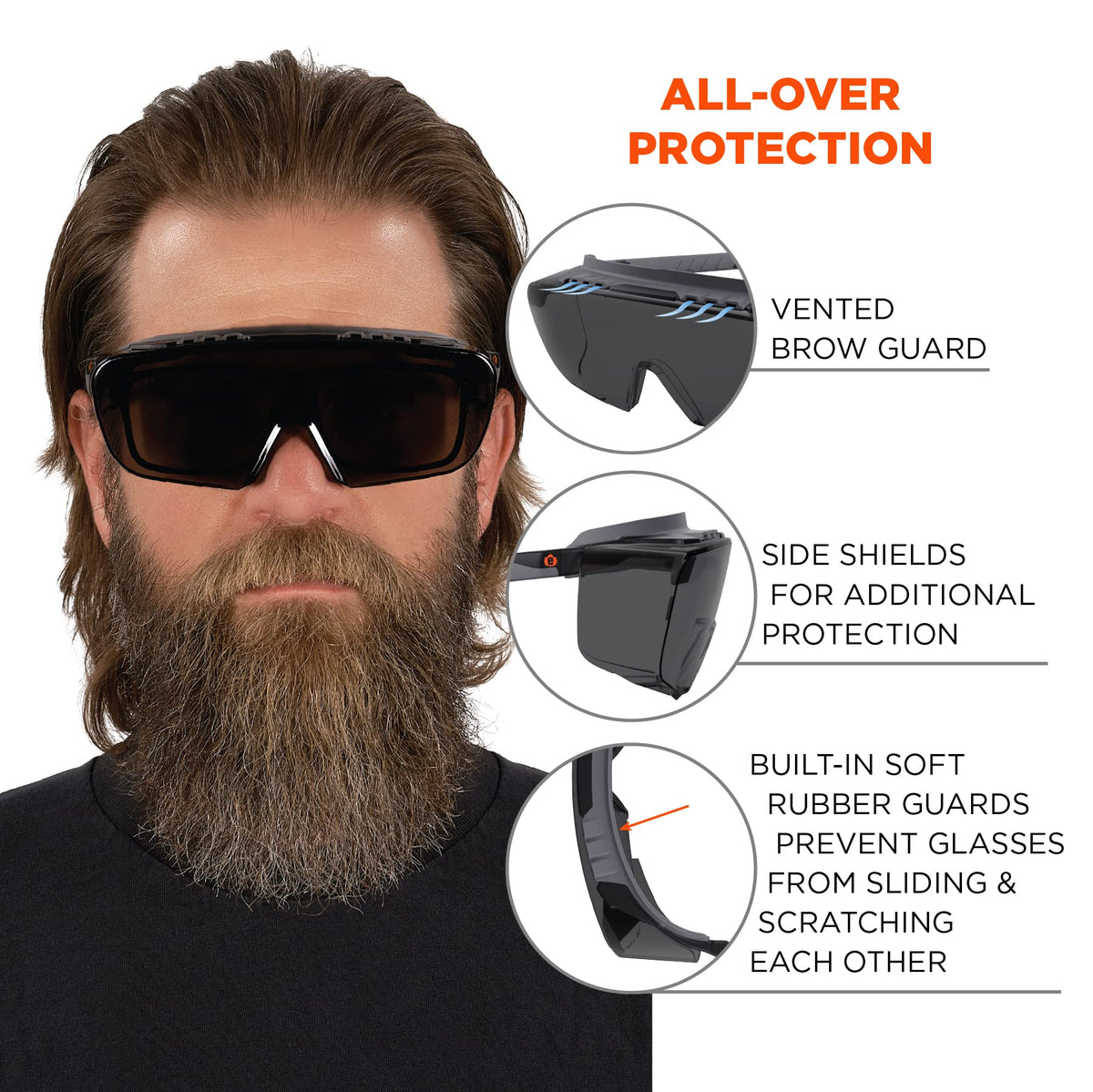 Ergodyne Smoke Lens / One Size / Smoke Lens Matte Black Frame Safety Glasses