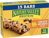 Nature Valley Breakfast Bars,Protein Granola Bars,Peanut Butter Dark Chocolate,Chewy,Gluten-Free,Individually Wrapped,On-the-Go,No Artificial Flavors or High Fructose Corn Syrup,15-Count (Pack of 6)
